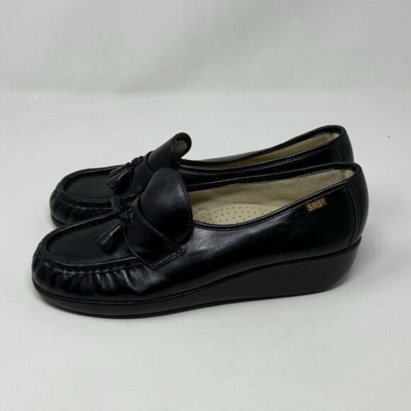 SAS Magic Shoes Womens 10 N Narrow Black Leather Tassels Slip On Comfort Loafers - Picture 4 of 16